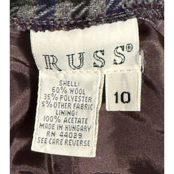 Vintage Russ Womens Plaid Wool Midi Skirt A-Line Tartan Preppy Winter Pockets 10 - Picture 5 of 8